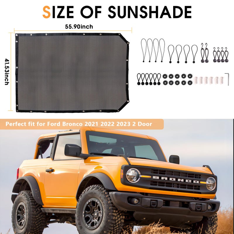 BESTAOO Sunshade for Ford Bronco Accessories 2021 2022 2023 2024 2025 2 Door, Front Mesh Sun Shade Bimini Top Cover for Bronco 2 Door - Blocks UV, Wind, Noise - Image 5